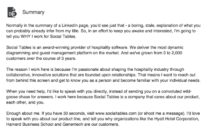 LinkedIn Summary for Sales